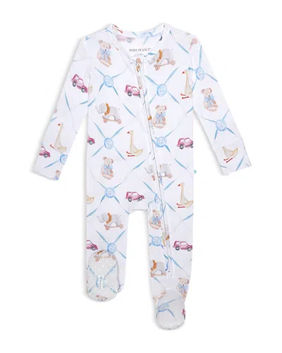 Posh Peanut Unisex Oxford Footie Zippered One Piece - Baby In White