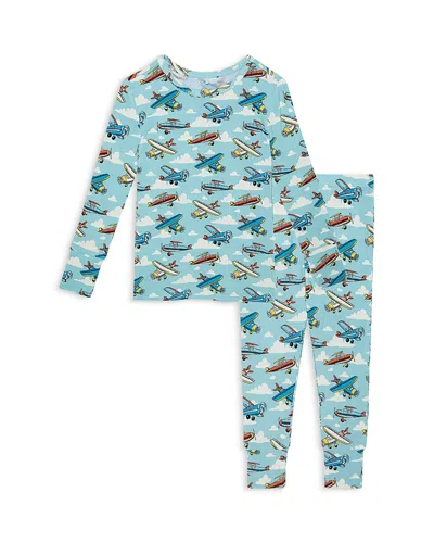 Posh Peanut Unisex Posh Planes Pajama Set - Baby, Little Kid, Big Kid In Blue