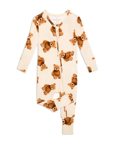 Posh Peanut Unisex Teddy Freddy Convertible One Piece Coverall Pajamas - Baby In Neutral