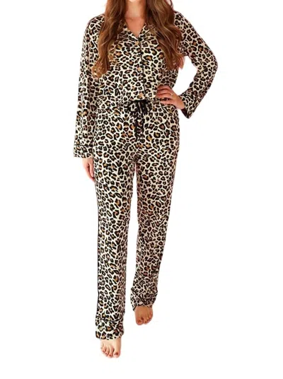 Posh Peanut Women's Lana Relaxed Pant Luxe Loungewear Set In Leopard In Multi