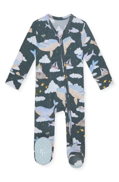 Posh Peanut Babies'  Zip Footie In Blue