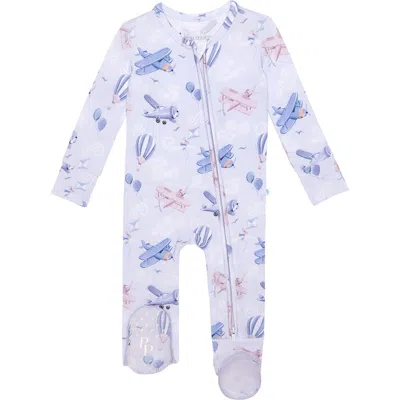Posh Peanut Babies'  Zip Front Footie In Purple