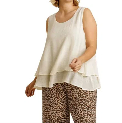 Posh Sleeveless Layered Keyhole Back Top - Plus In Cream In Neutral