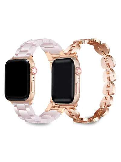 Posh Tech Kids' 2- Pack Resin & Stainless Steel Apple Watch Replacement Bands/42mm-44mm In Rose Gold