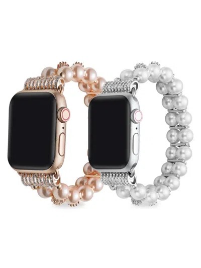 Posh Tech Kids' 2-pack Faux Pearl Apple Watch Replacement Bands/42mm-44mm In Multi