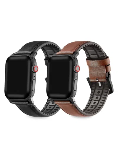 Posh Tech Kids' 2-pack Leather & Silicone Apple Watch Replacement Bands/38mm-40mm In Multi