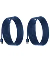 Posh Tech 2 Pack Of 6ft Apple Certified Chargers In Navy