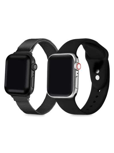 Posh Tech Kids' 2-pack Silicone & Stainless Steel Apple Watch Replacement Bands/38mm-40mm In Black