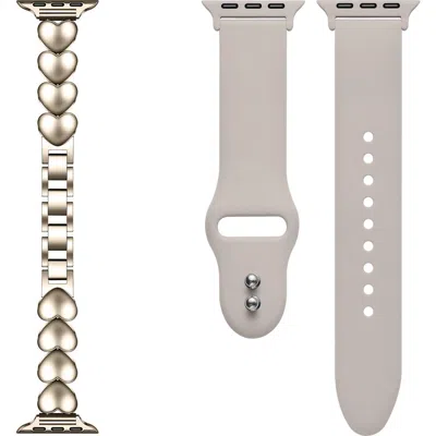 Posh Tech 2-pack Assorted Aphrodite Silicone Apple Watch® Watchbands In Platinum