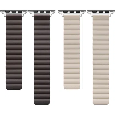 Posh Tech 2-pack Assorted Magnetic Silicone Apple Watch® Watchbands In Brown