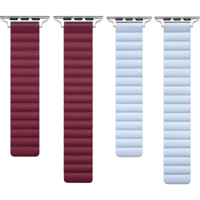 Posh Tech 2-pack Assorted Magnetic Silicone Apple Watch® Watchbands In Burgundy Assorted