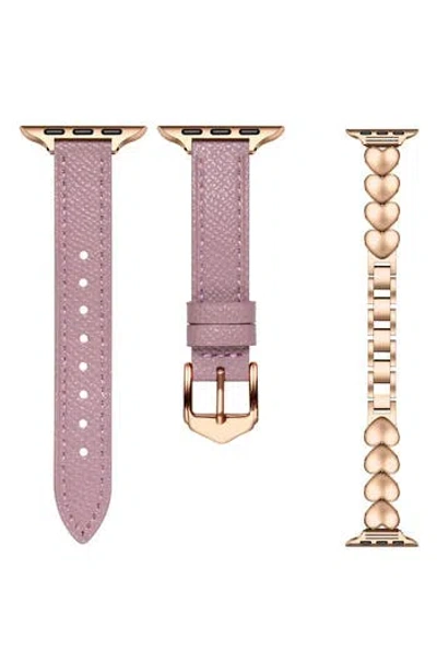 Posh Tech Aphrodite 2-pack Leather & Chain Apple Watch® Watchbands In Pink