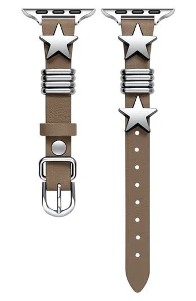 Posh Tech Austin Star Leather Apple Watch® Watchband In Brown
