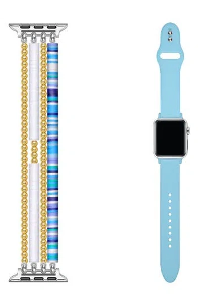 Posh Tech Bestie 2-pack Beaded & Silicone Apple Watch® Watchbands In Blue