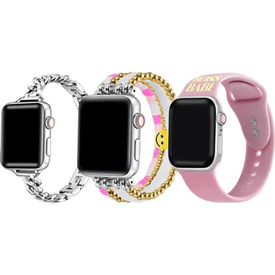 Posh Tech Boss Babe Beaded Assorted 3-pack Apple Watch® Watchbands In Multi