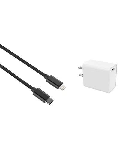 Posh Tech Braided Mfi Lightning Fast Type-c Charging Cable In Black
