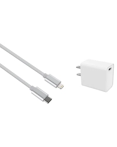 Posh Tech Braided Mfi Lightning Fast Type-c Charging Cable In Silver