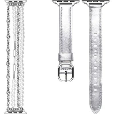 Posh Tech Carmen Penny 2-pack Apple Watch® Watchbands In Silver