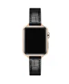 Posh Tech Carmen Skinny Croc Leather Band For Apple Watch In Black