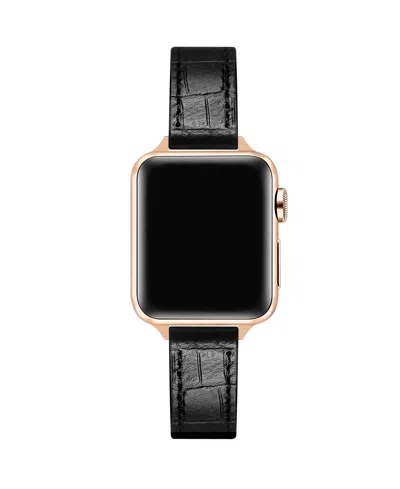 Posh Tech Carmen Skinny Croc Leather Band For Apple Watch In Black