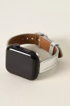 Posh Tech Carmen Skinny Leather Apple Watch Band In Silver