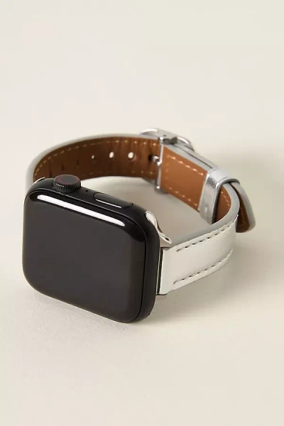 Posh Tech Carmen Skinny Leather Apple Watch Band In Silver