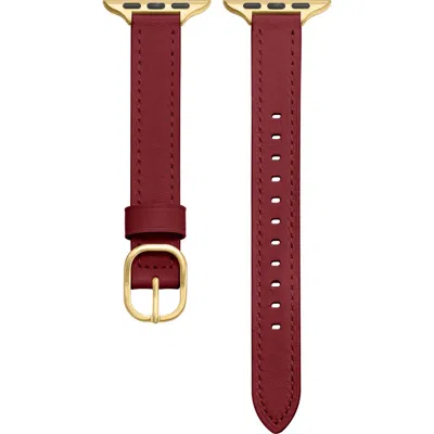 Posh Tech Carmen Skinny Leather Apple Watch® Watchband In Brown