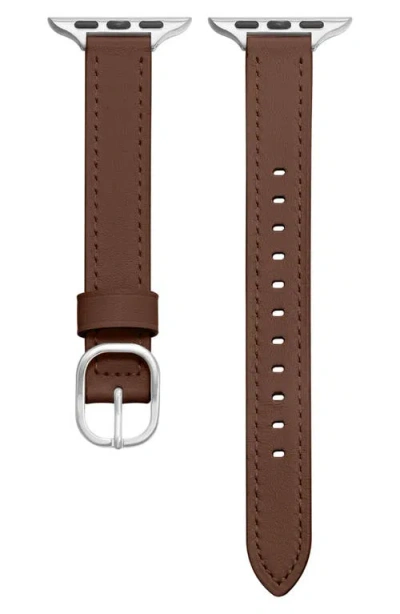 Posh Tech Carmen Skinny Leather Apple Watch® Watchband In Brown