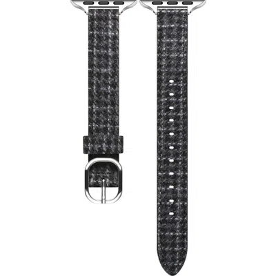 Posh Tech Carmen Tartan Fabric & Leather Apple Watch® Watchband In Black