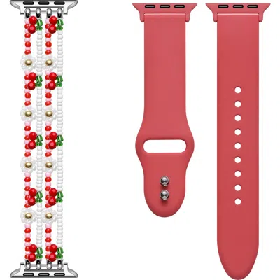Posh Tech Cherry Assorted 2-pack Apple Watch® Watchbands In Red