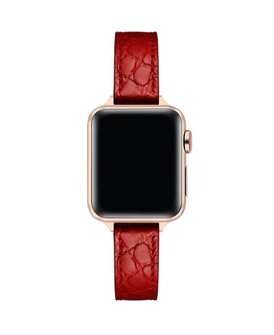 Posh Tech Cleo Skinny Croc Leather Band For Apple Watch In Red