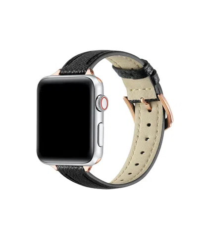 Posh Tech Cleo Skinny Leather Band For Apple Watch, Fits All Apple Watch Models In Black