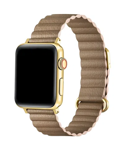 Posh Tech Dakota Faux Leather Band For Apple Watch In Gold