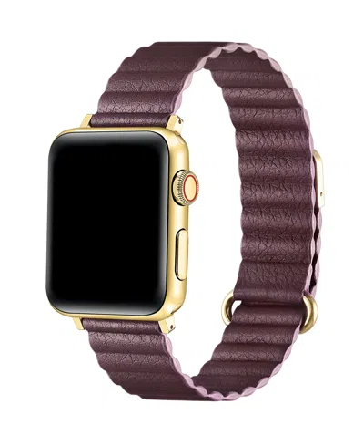Posh Tech Dakota Faux Leather Band For Apple Watch In Brown