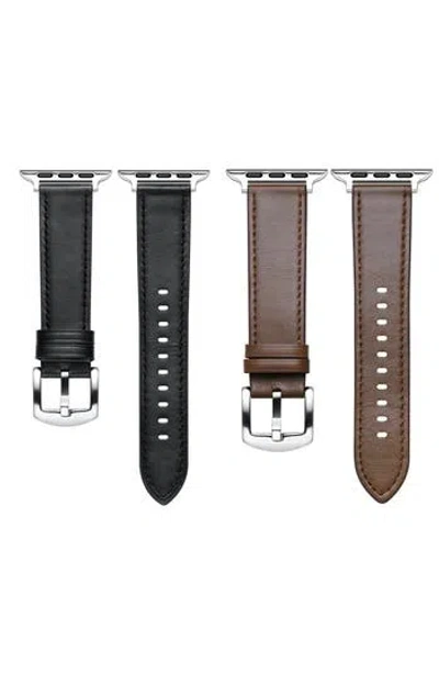 Posh Tech Drake 2-pack Assorted Leather Apple Watch® Watchbands In Multi
