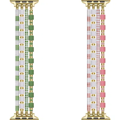 Posh Tech Emily 2-pack Apple Watch® Watchbands In Gold Assorted