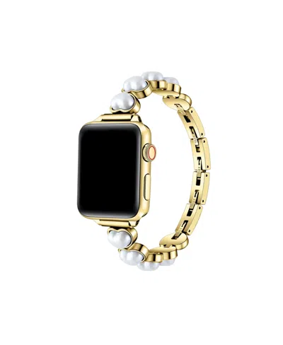 Posh Tech Grace Cultivated Pearl And Metal Band For Apple Watch, Fits All Apple Watch Models In Gold