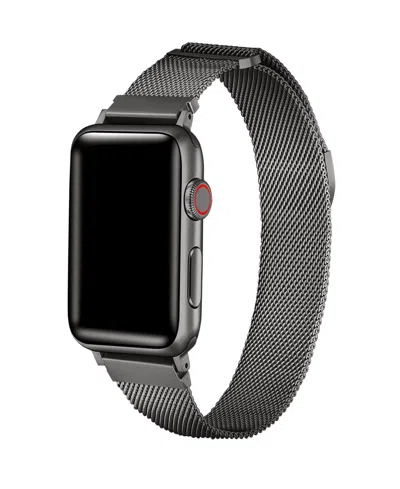 Posh Tech Unisex Milanese Graphite Stainless Steel Mesh 2 Piece Strap For Apple Watch Sizes
