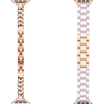 Posh Tech Nikki Skinny 2-pack Assorted Apple Watch® Watchbands In Rose Gold