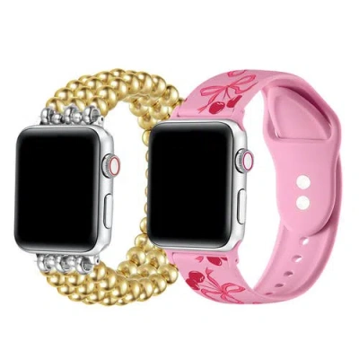 Posh Tech Nova And Cherry Silicone Bands For Apple Watch And Smartwatch In Multi