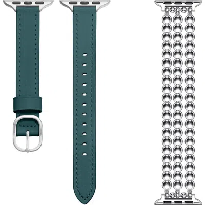 Posh Tech Nova Carmen 2-pack Apple Watch® Watchbands In Teal Assorted