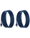 Posh Tech 2 Pack Of 10ft Apple Certified Chargers In Navy