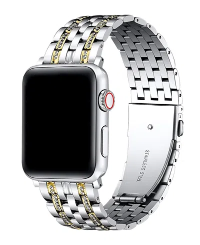 Posh Tech Remy Rhinestone Stainless Steel Band For Apple Watch In Silver