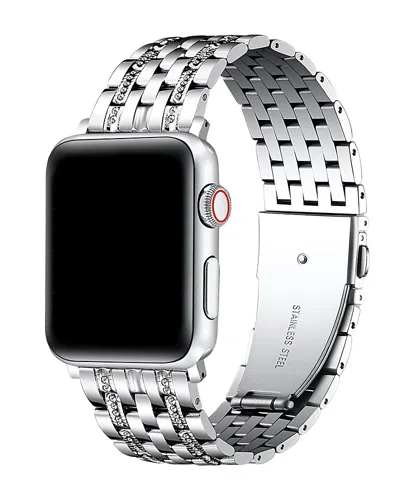 Posh Tech Remy Rhinestone Stainless Steel Band For Apple Watch In Silver