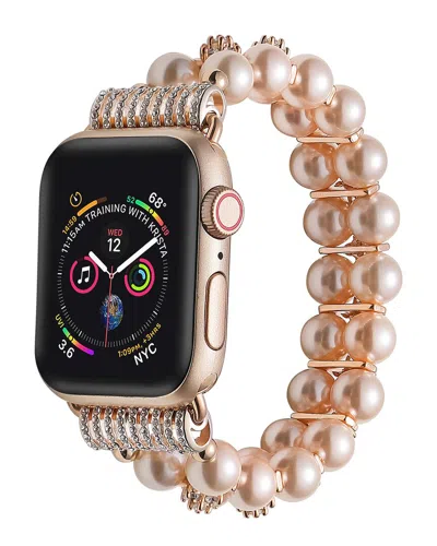 Posh Tech Rose Gold Skinny Faux Pearl Band For Apple Watch In Multi