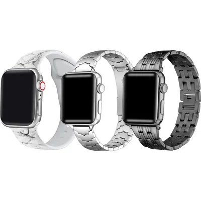 Posh Tech Set Of 3 Silicone & Stainless Steel Watchbands In Multi