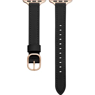 Posh Tech Skinny Faux Leather Watchband In Black