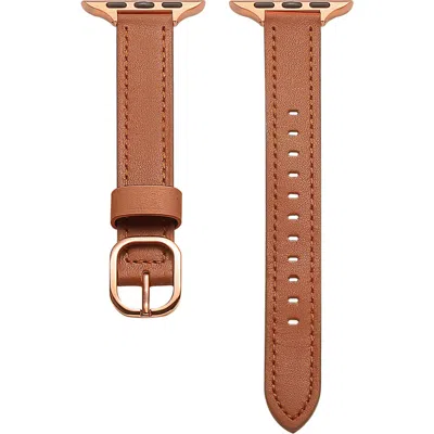 Posh Tech Skinny Faux Leather Watchband In Brown