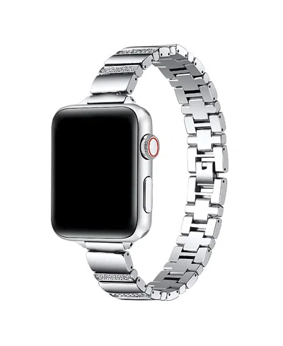 Posh Tech Soleil Rhinestone + Stainless Steel Band For Apple Watch In Metallic