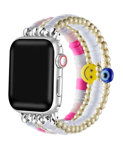 Posh Tech Unisex Bestie Beaded Band For Apple Watch Size-42mm,44mm,45mm,49mm In Pink